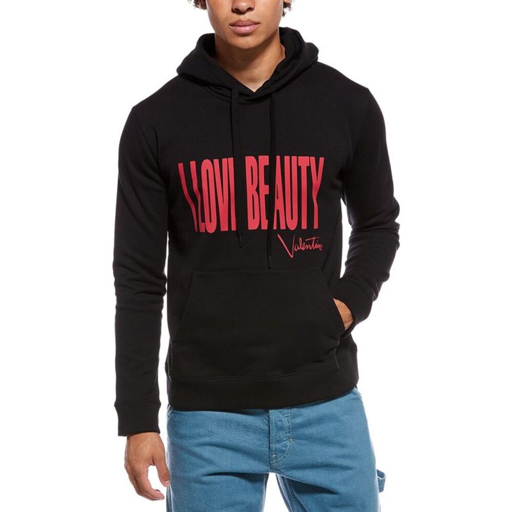 Valentino Mens  Jersey Felpa Cappuccio Hoodie, Black